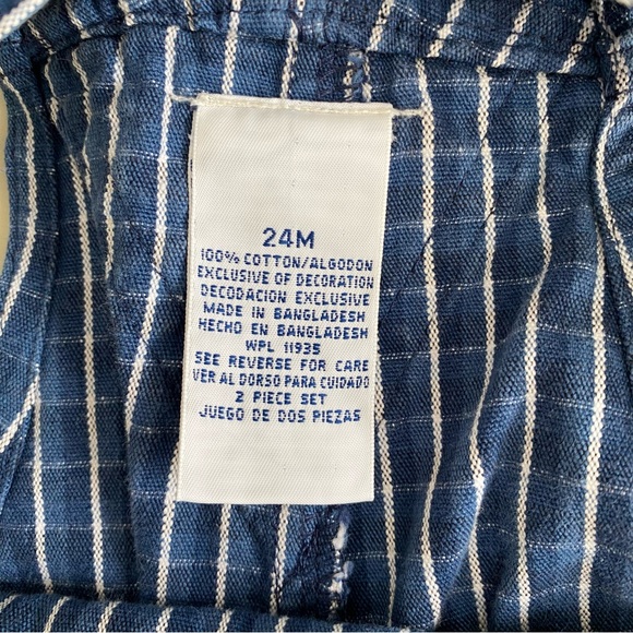 Vintage Y2K Arizona Dark Blue Plaid Print 100% Cotton Shortalls 24M - Picture 9 of 11